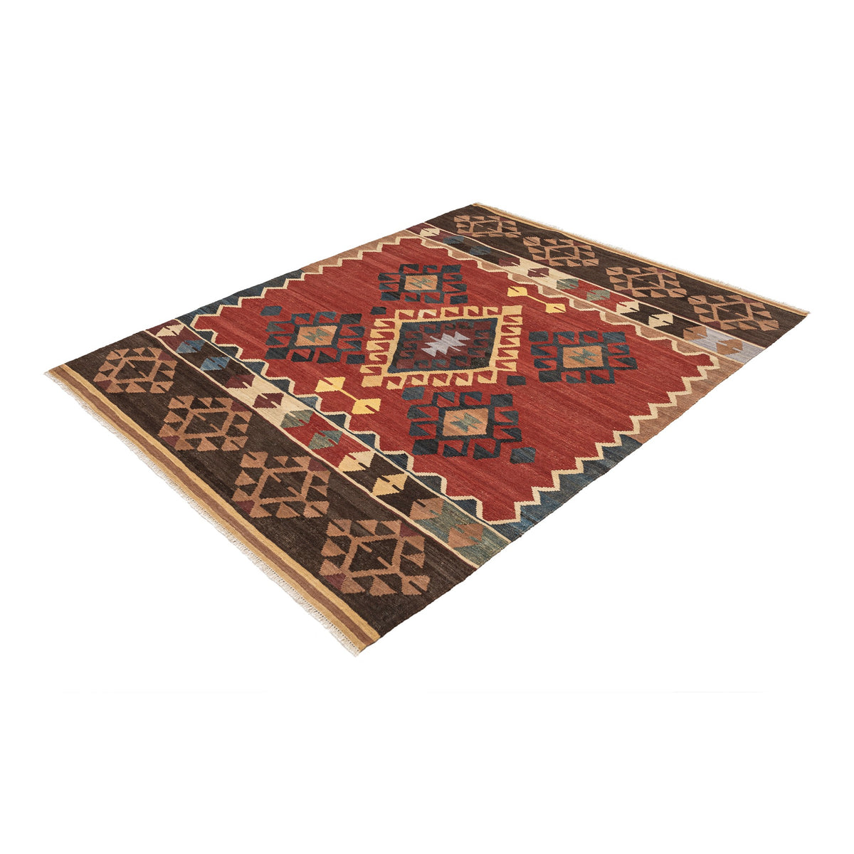 (5'1'' x 6'6'') Multicolor Scatter Turkish Kilim Rug