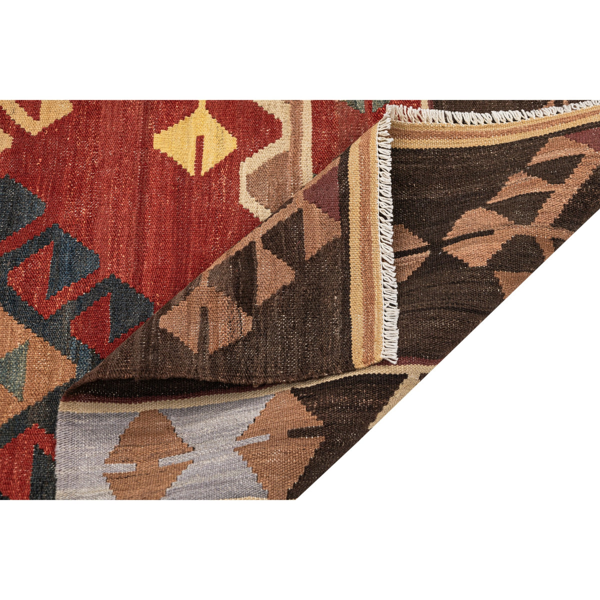 (5'1'' x 6'6'') Multicolor Scatter Turkish Kilim Rug