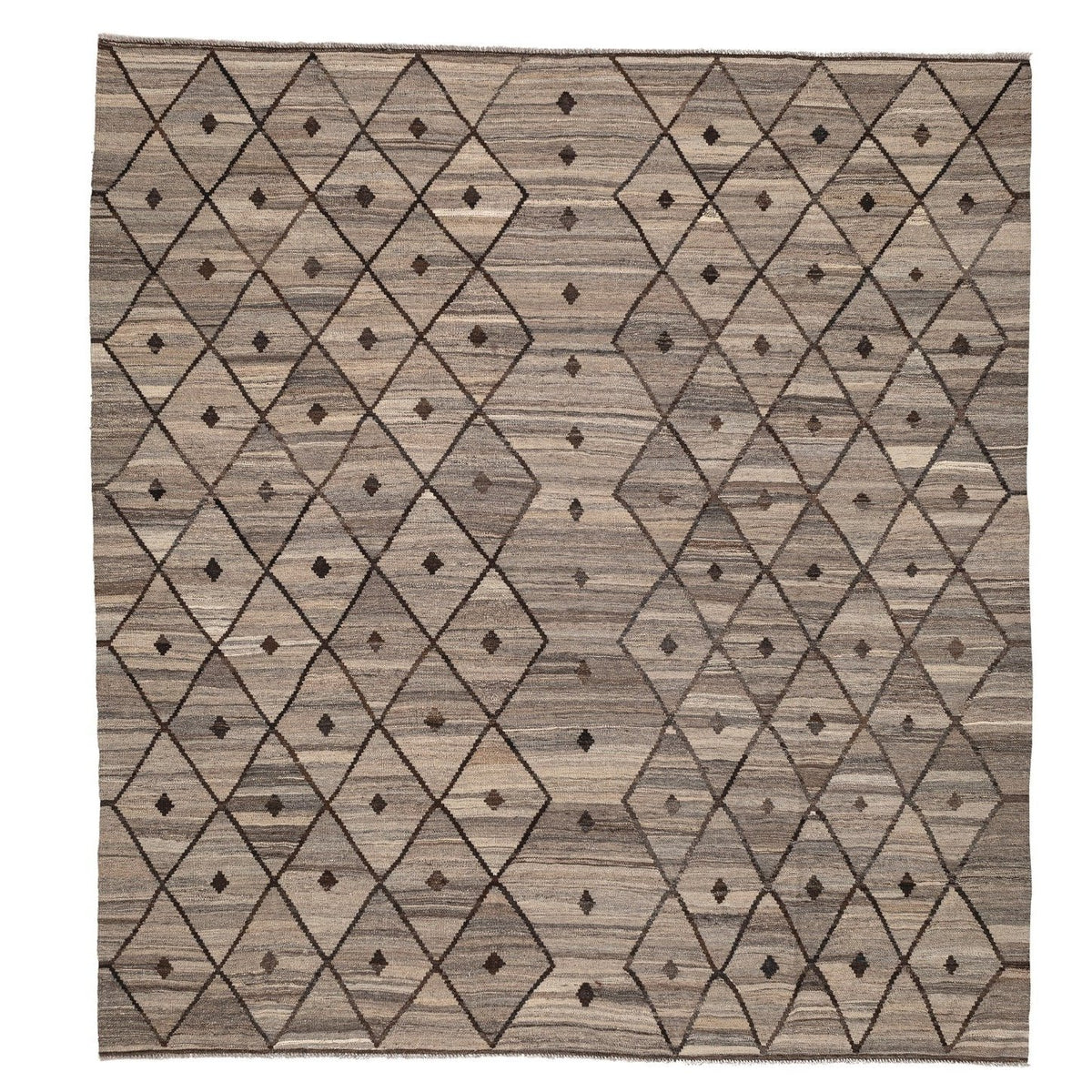 (8'8'' x 9'4'') Brown Turkish Large Kilim Rug