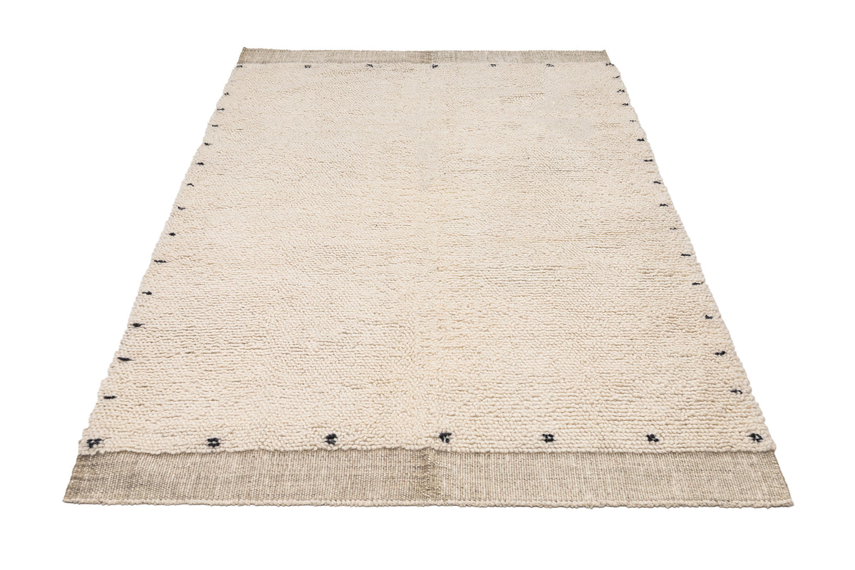 Handwoven Neutral Moroccan Style Wool Rug