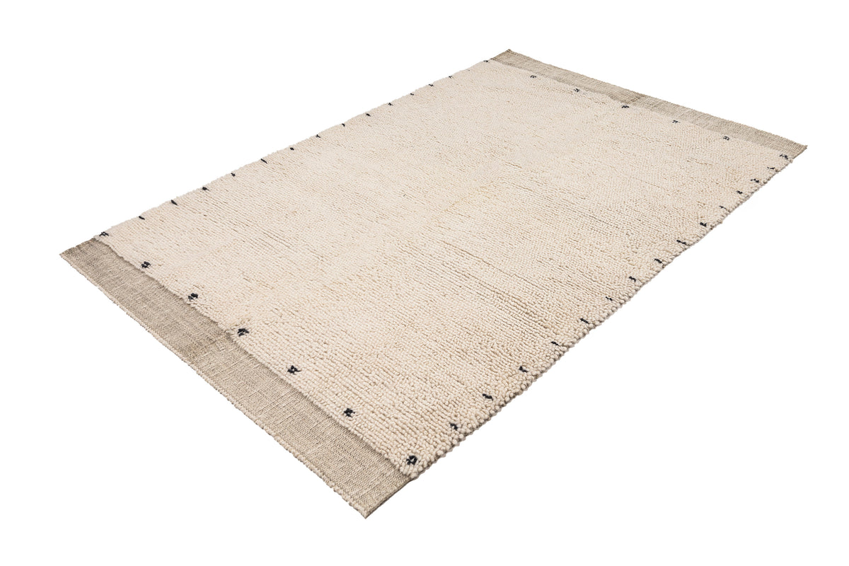 Handwoven Neutral Moroccan Style Wool Rug