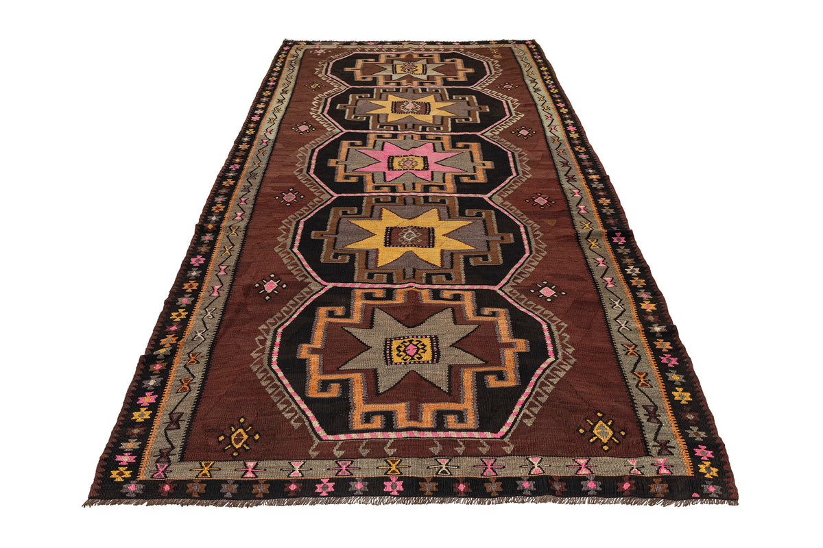 (5'7'' x 11') Handwoven Vintage Kilim Area Rug