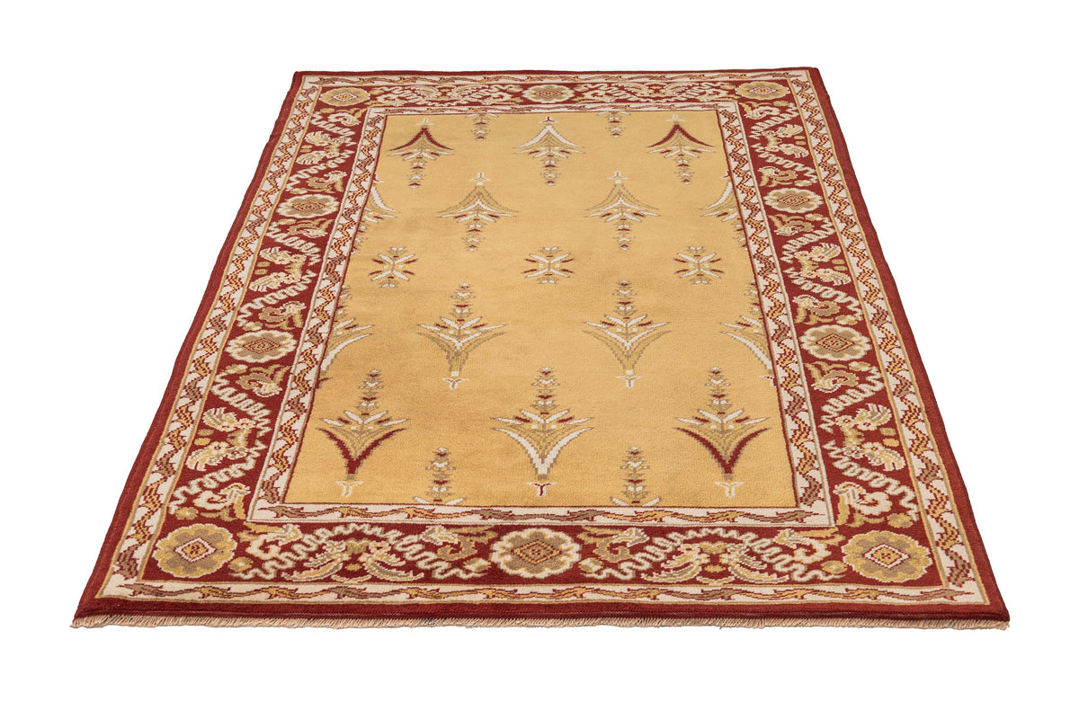 (4'3" x 6'1") Handmade Turkish Beige Neutral Style Rug