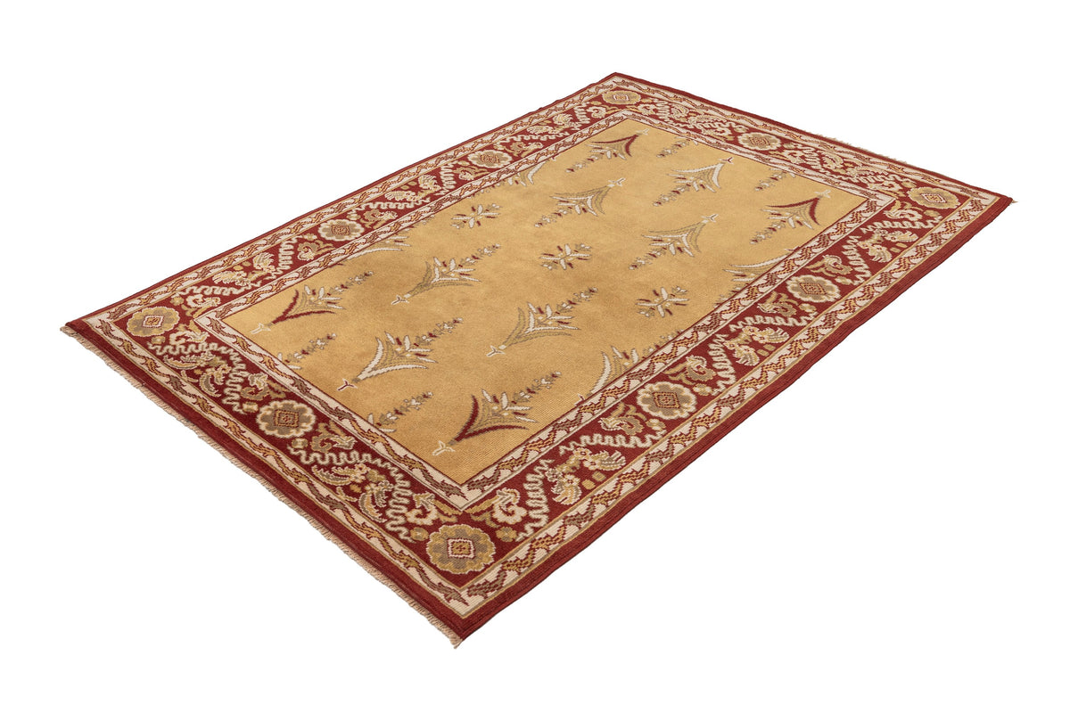 (4'3" x 6'1") Handmade Turkish Beige Neutral Style Rug