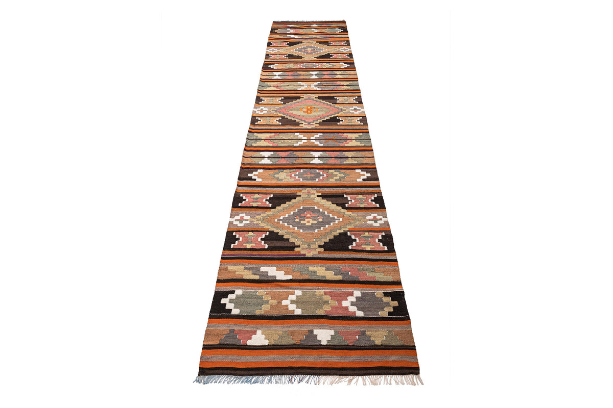 (2'8'' x 12'11'') Handwoven Vintage Kilim Runner Rug