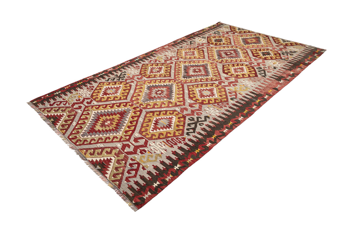 (5'2'' x 9'7'') Handwoven Vintage Kilim Geometric Area Rug