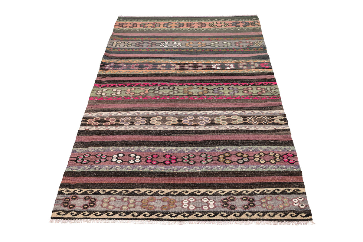 (3'3'' x 5'9'') Handwoven Vintage Kilim Striped Small Rug