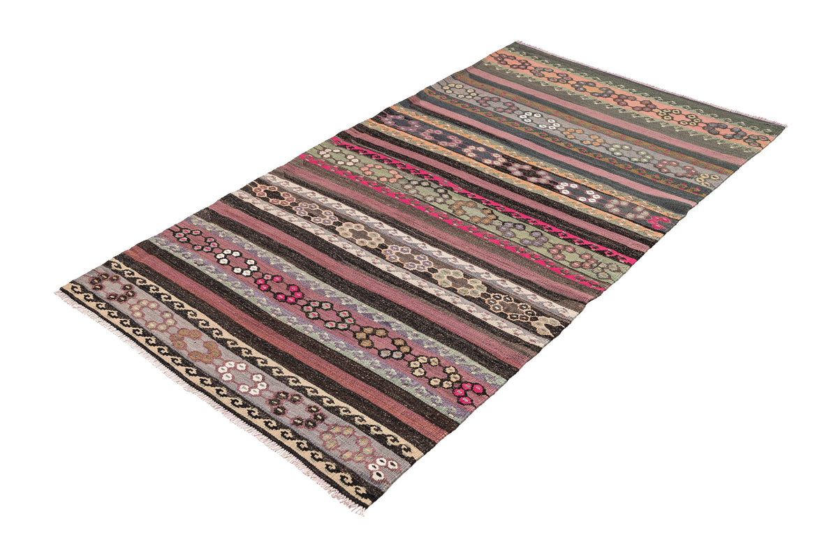 (3'3'' x 5'9'') Handwoven Vintage Kilim Striped Small Rug