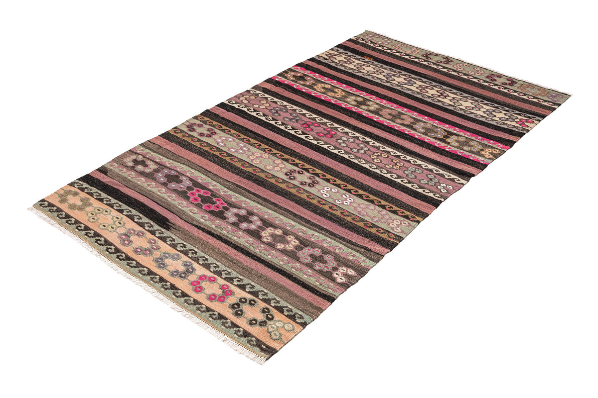 (3'3'' x 5'9'') Handwoven Vintage Kilim Striped Small Rug