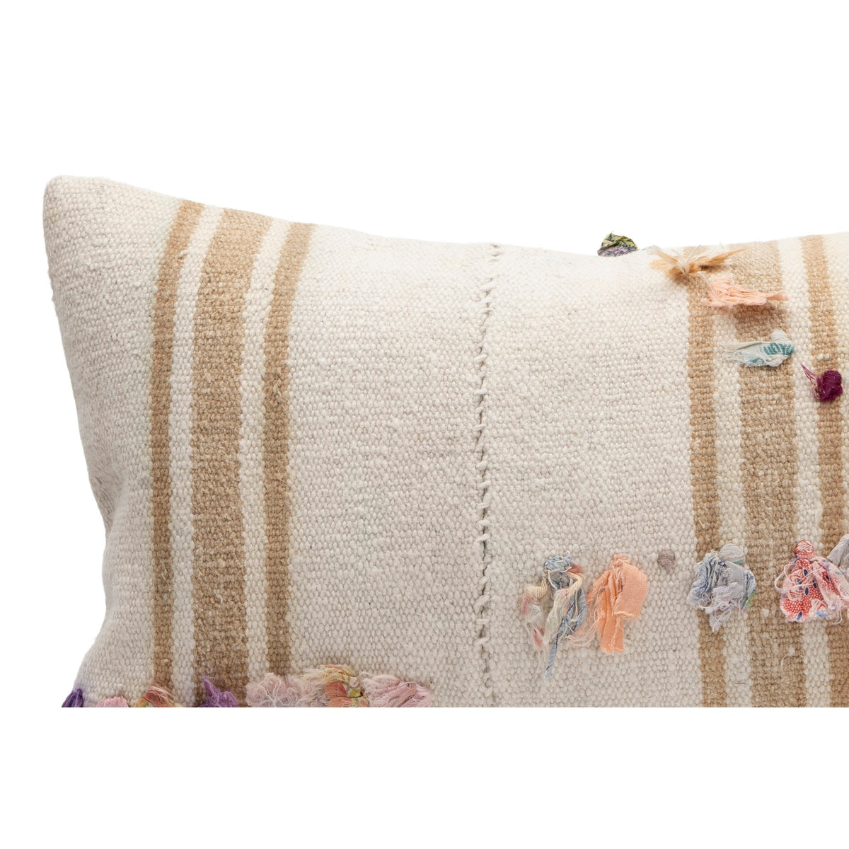 Neutral Boho Kilim Throw Pillow Cover 12" x 20"