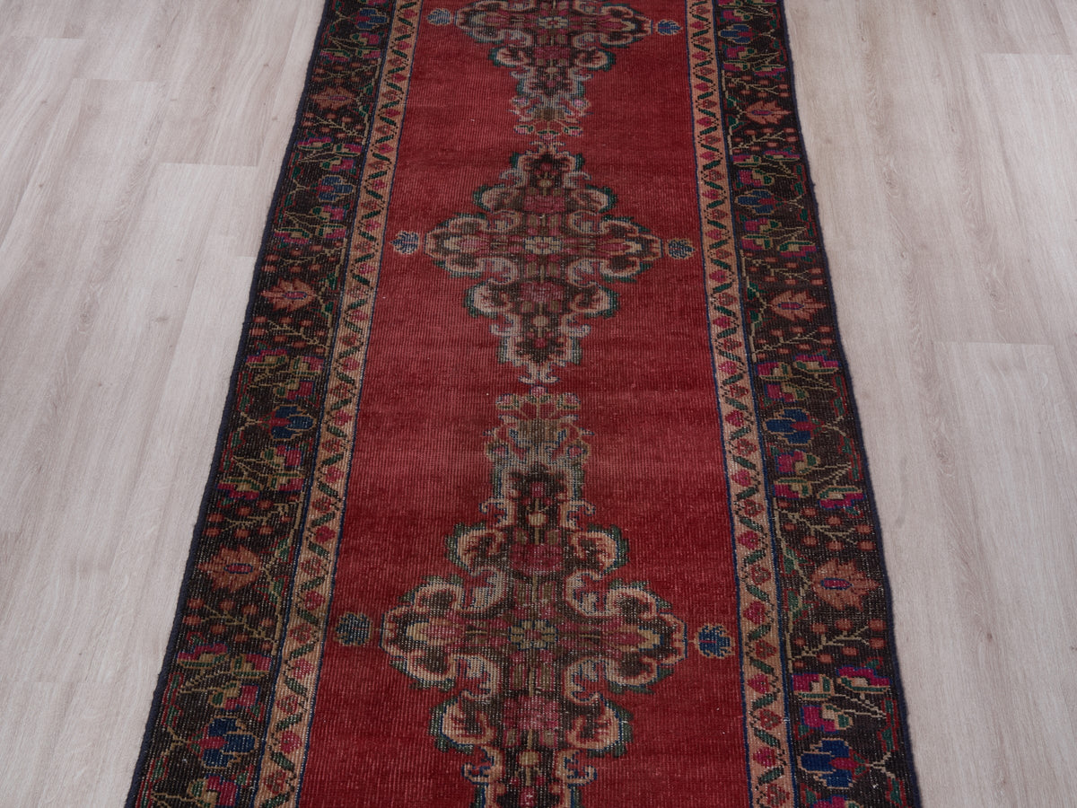 3'3" x 10'1" Oriental Red Persian Style Runner Rug