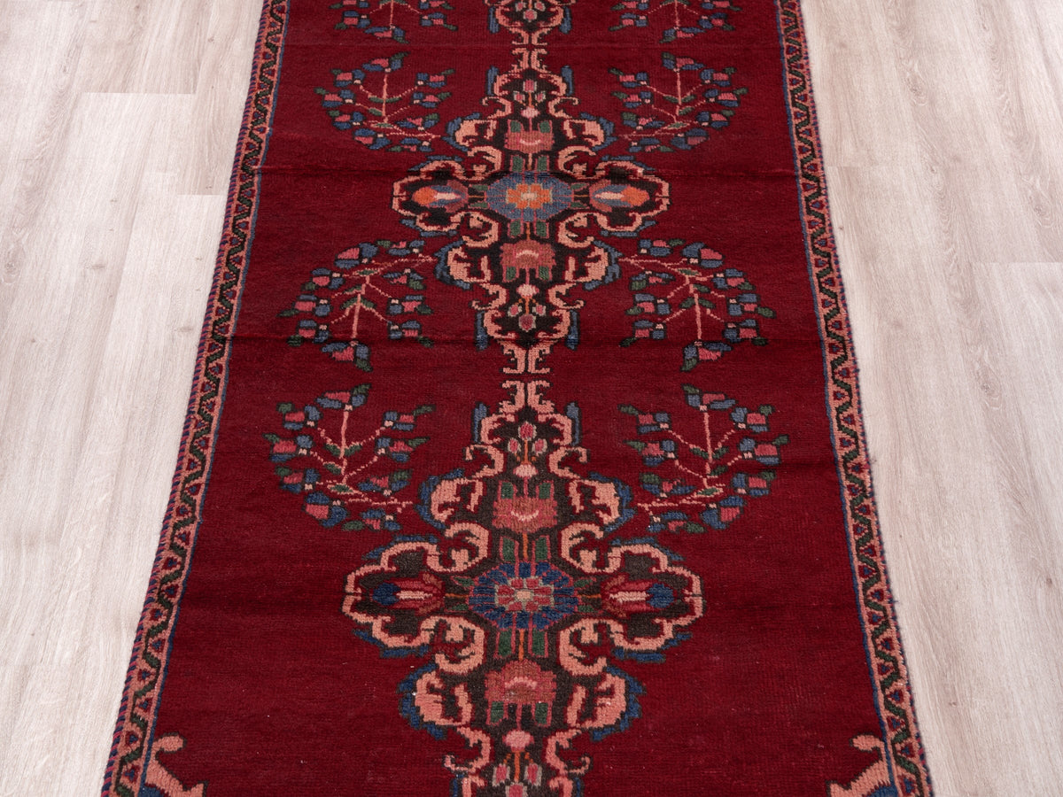 2'11" x 10'2" Oriental Persian Style Red Runner Rug