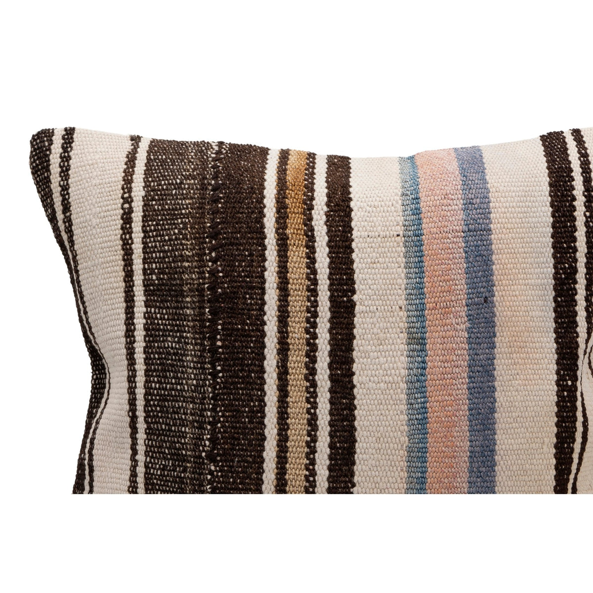 Striped Neutral Kilim Cushion Pillow Cover 16" x 16"