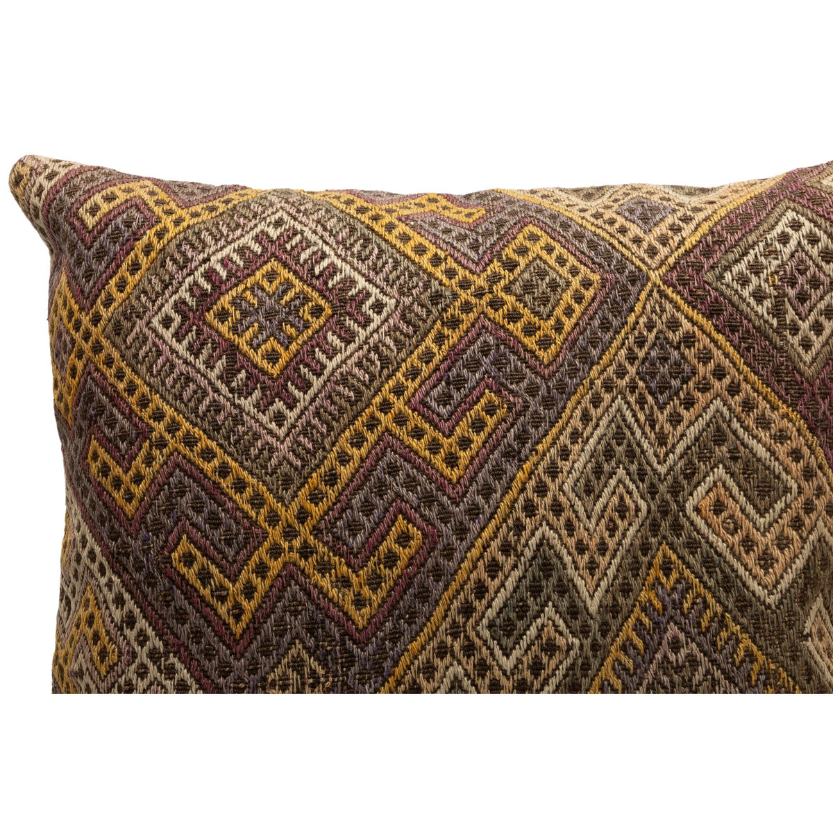 24" x 24" Handwoven Brown Kilim Cushion Cover