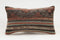 Handmade Turkish Kilim Lumbar Pillow 12x20