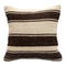 Striped pillow with black and beige horizontal stripes 