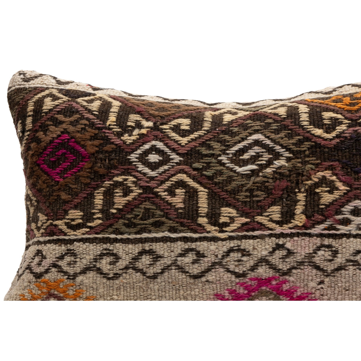 Handwoven Neutral Vintage Kilim Pillow Cover 16" x 24"