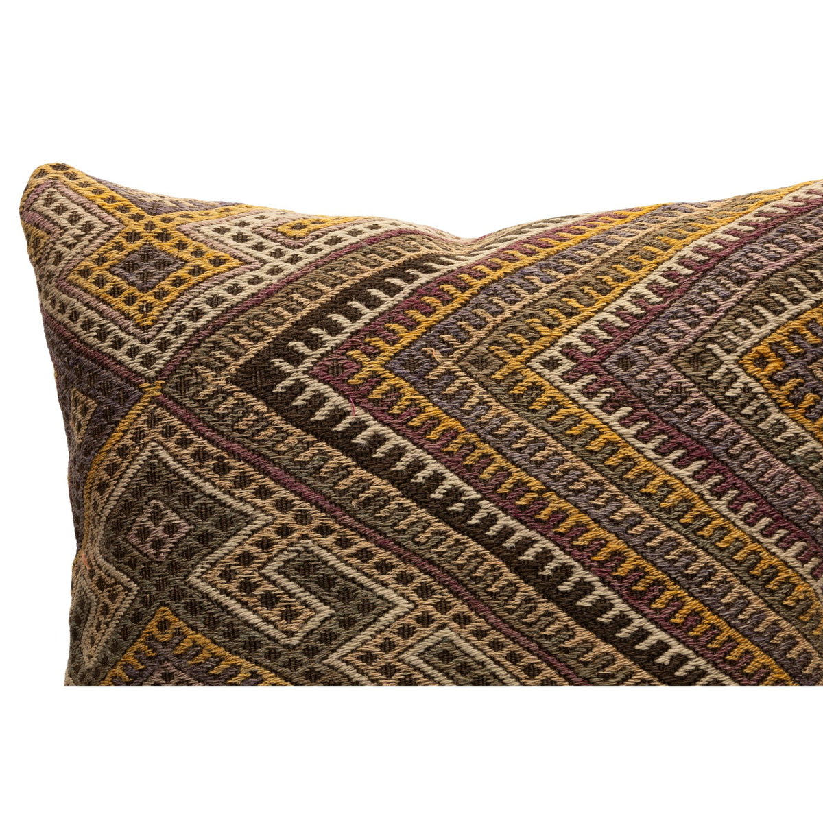 24" x 24" Handwoven Brown Kilim Cushion Cover