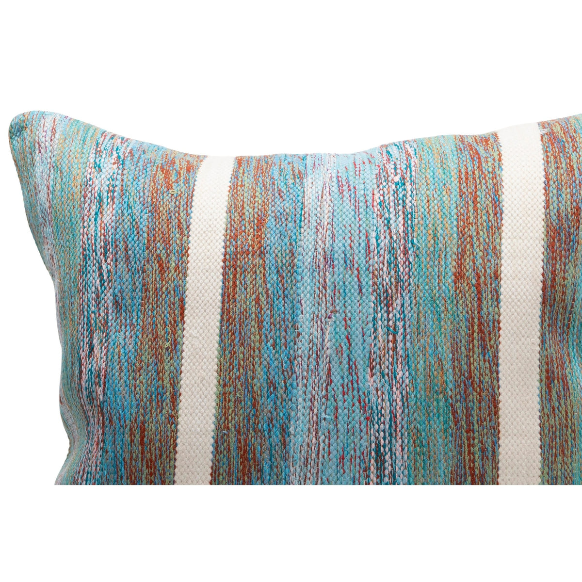 24" x 24" Blue Striped Handmade Kilim Pillow Cover