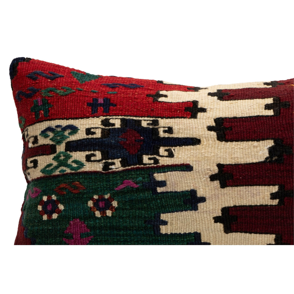 Handwoven Kilim Throw Pillow Cover 12" x 20"