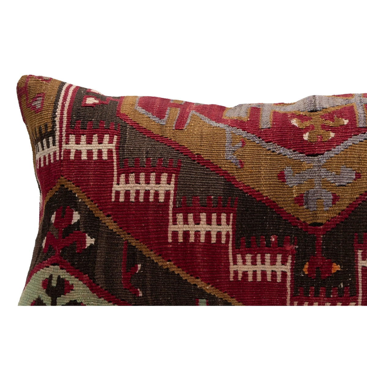 Handwoven Kilim Throw Pillow Cover 12" x 20"