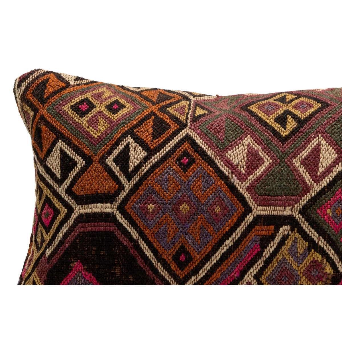 Handwoven Kilim Throw Pillow Cover 12" x 20"