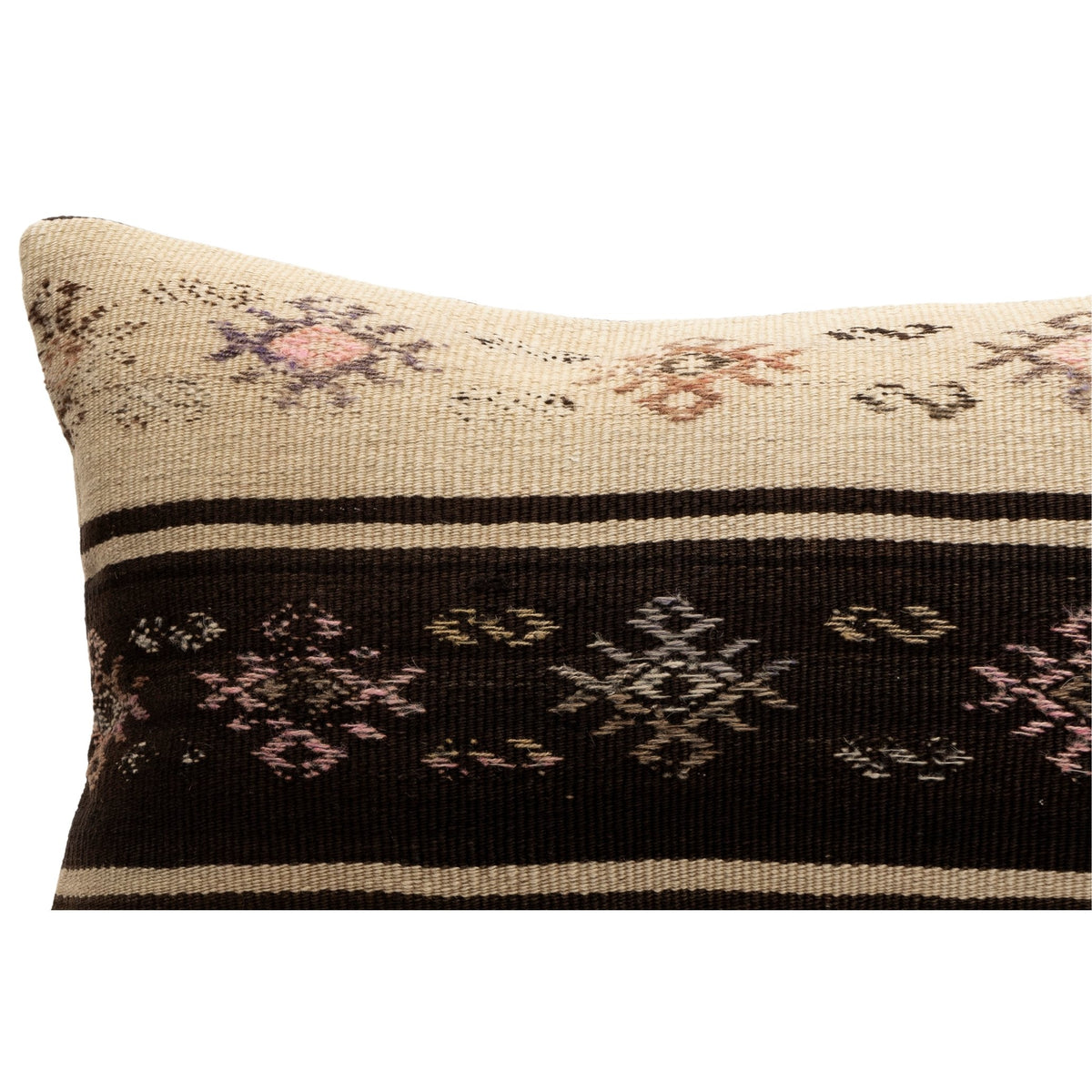 Handwoven Neutral Vintage Kilim Pillow Cover 16" x 24"