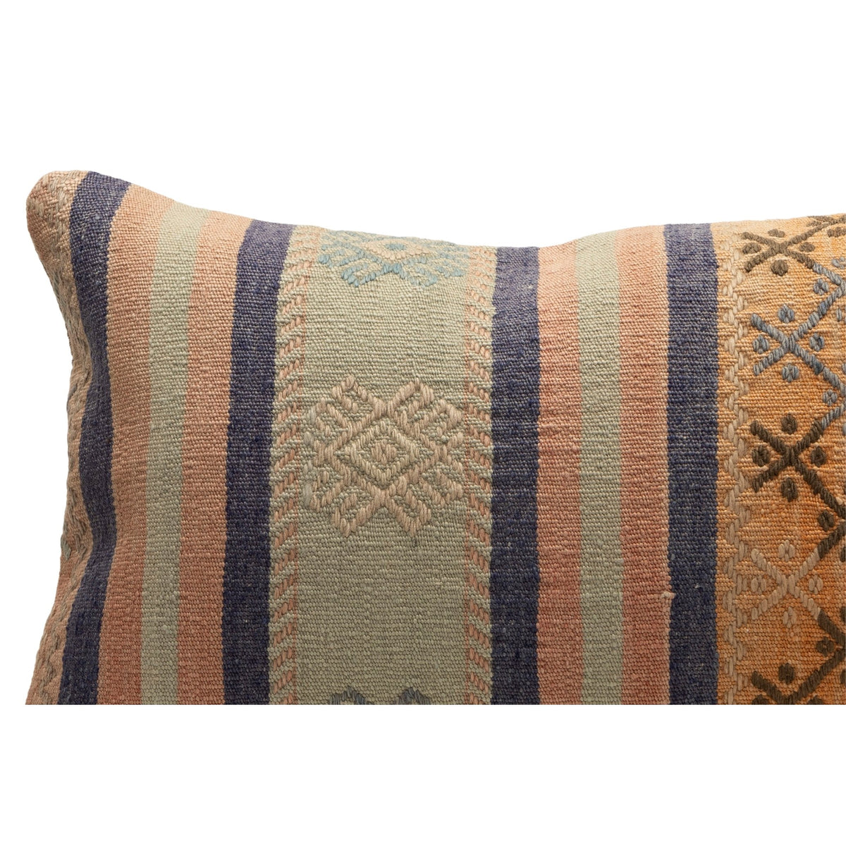 Handmade Neutral Kilim Throw Pillow Case 16" x 24"