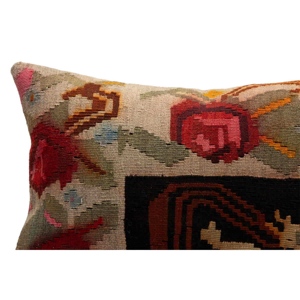 Handmade Neutral Kilim Throw Pillow Case 16" x 24"