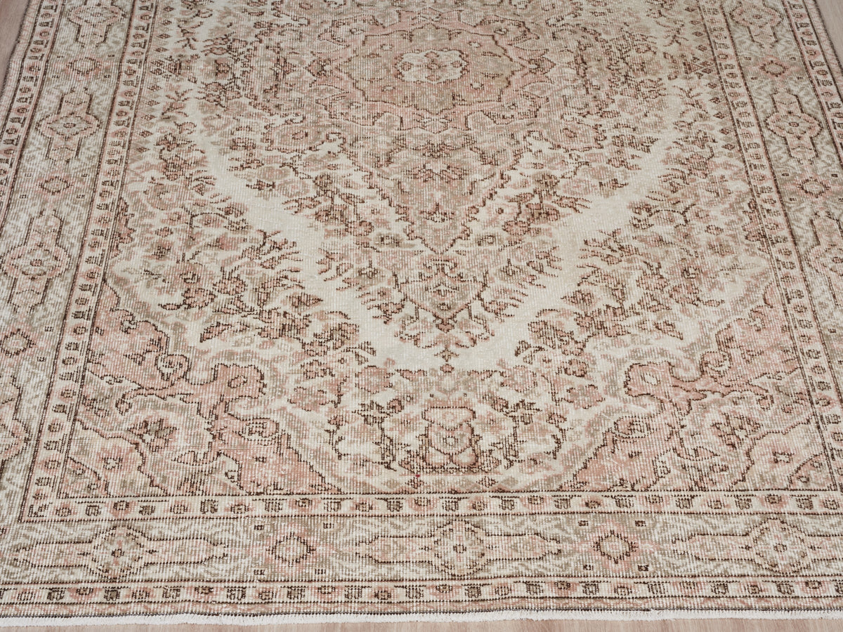 5'6" x 8'10" Neutral Vintage Turkish Area Rug