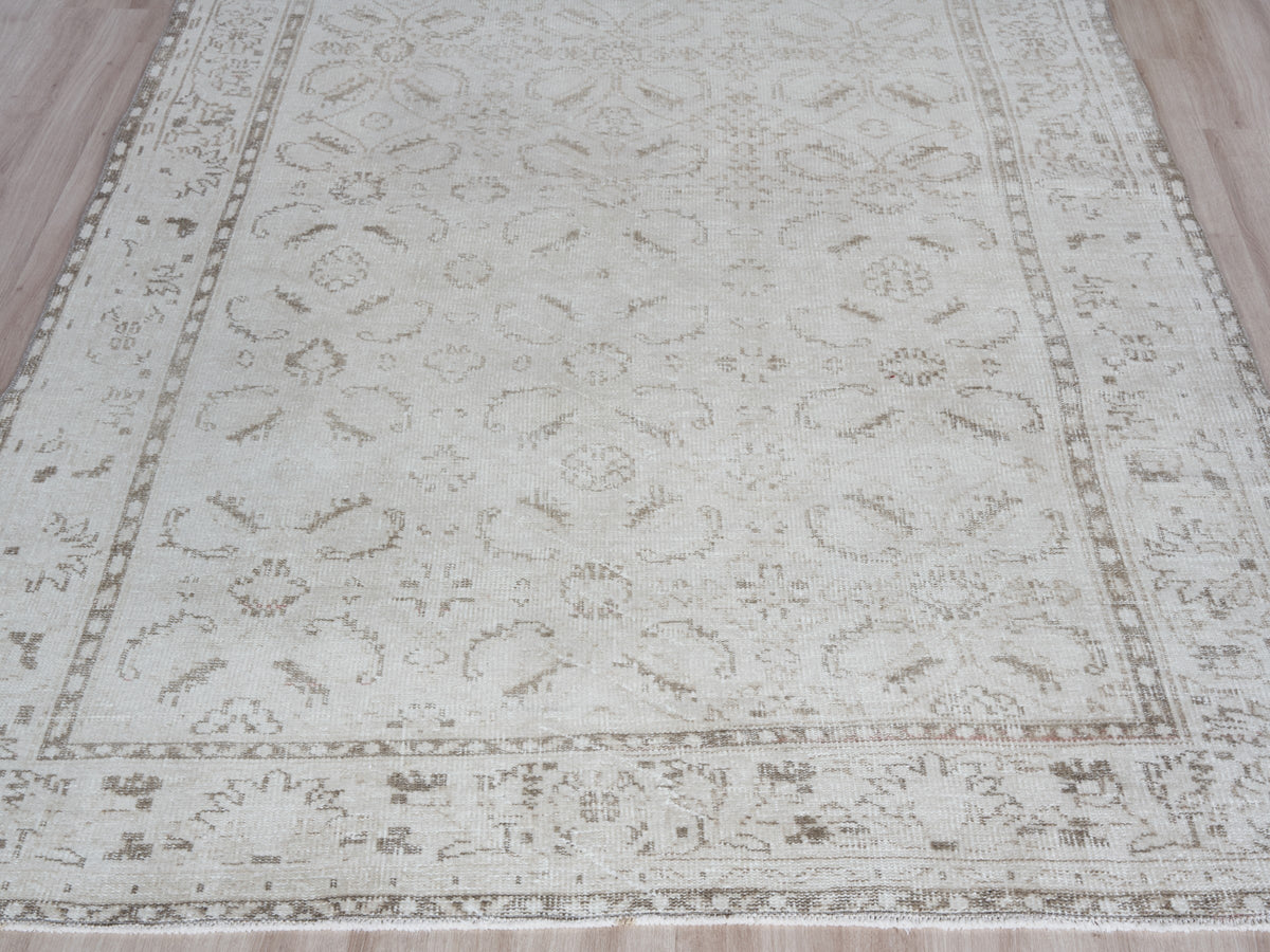 6'6" x 10'3" Neutral Vintage Turkish Rug