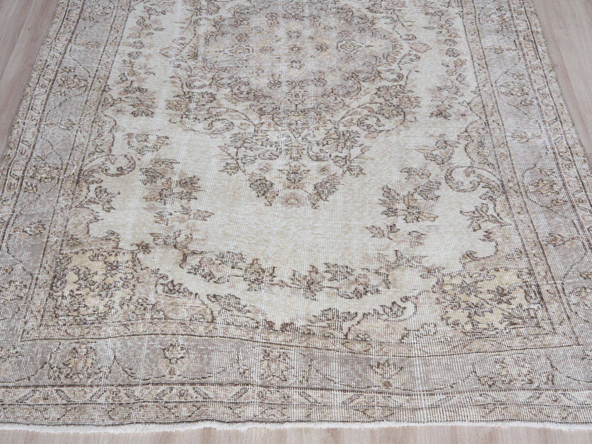 5'8" x 10'1" Vintage Neutral Turkish Area Rug