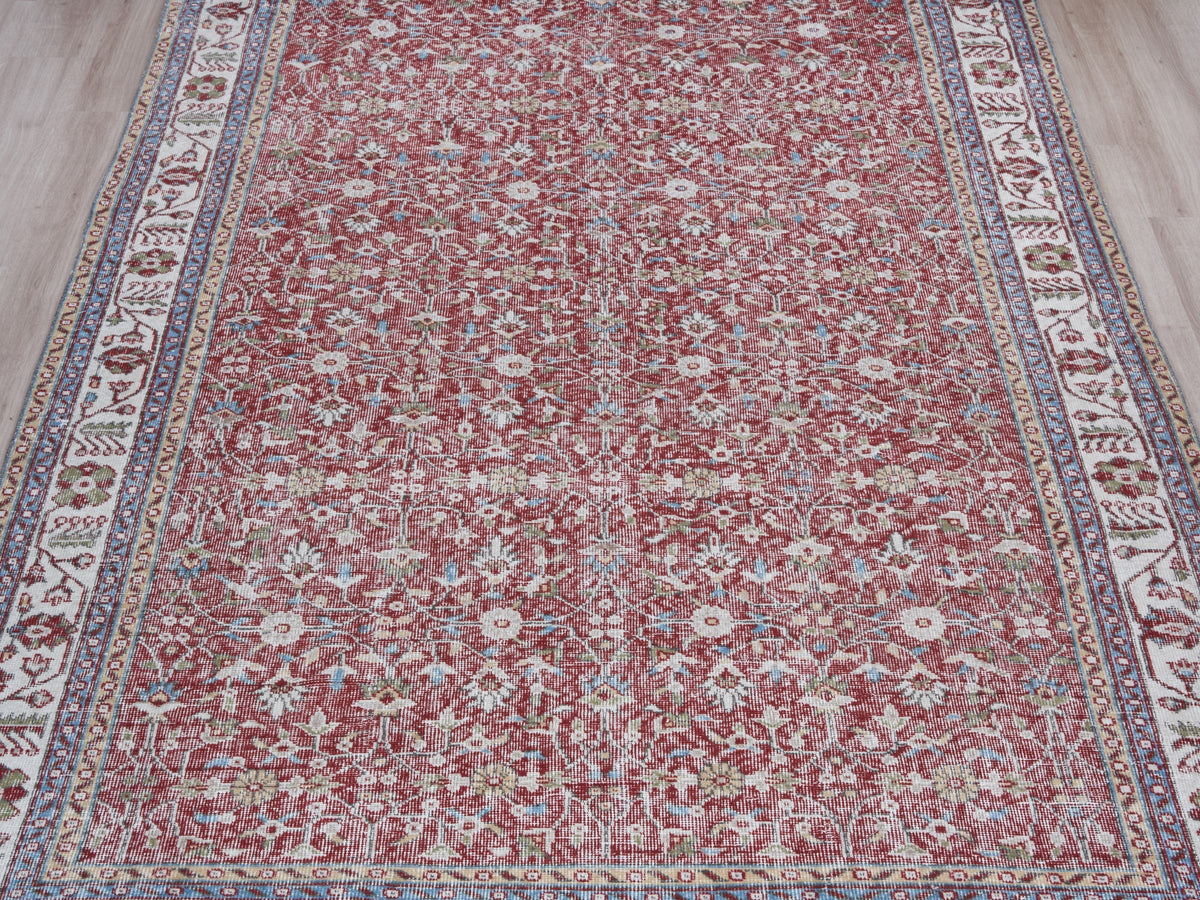 6'11" x 10'5" Vintage Red Turkish Area Rug