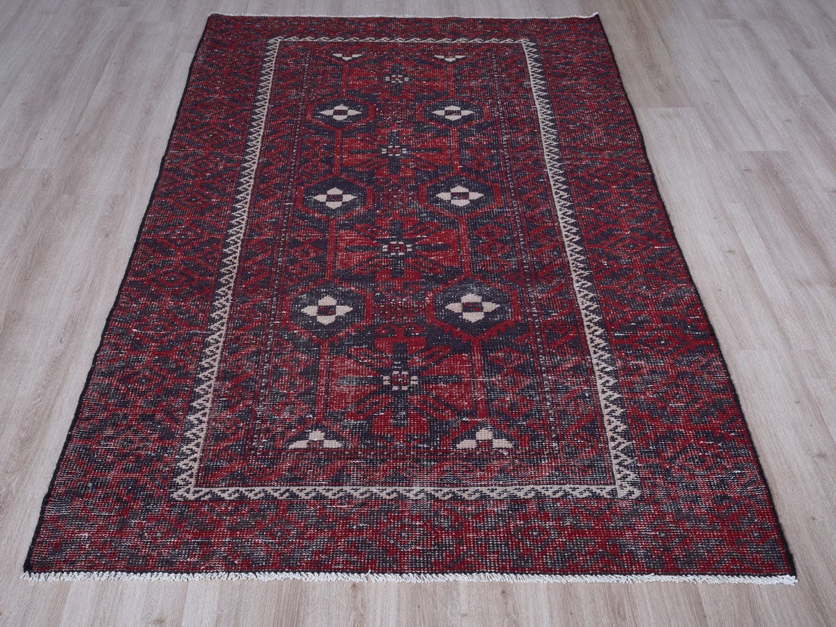 4'2" x 8'6" Oriental Persian Style Red Entryway Rug