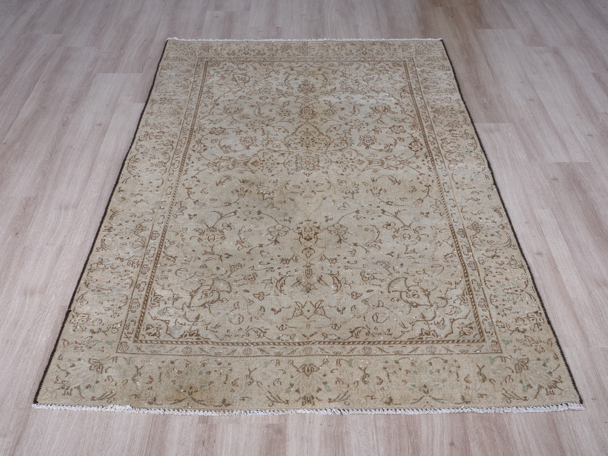 3'9" x 7'3" Neutral Vintage Persian Style Rug