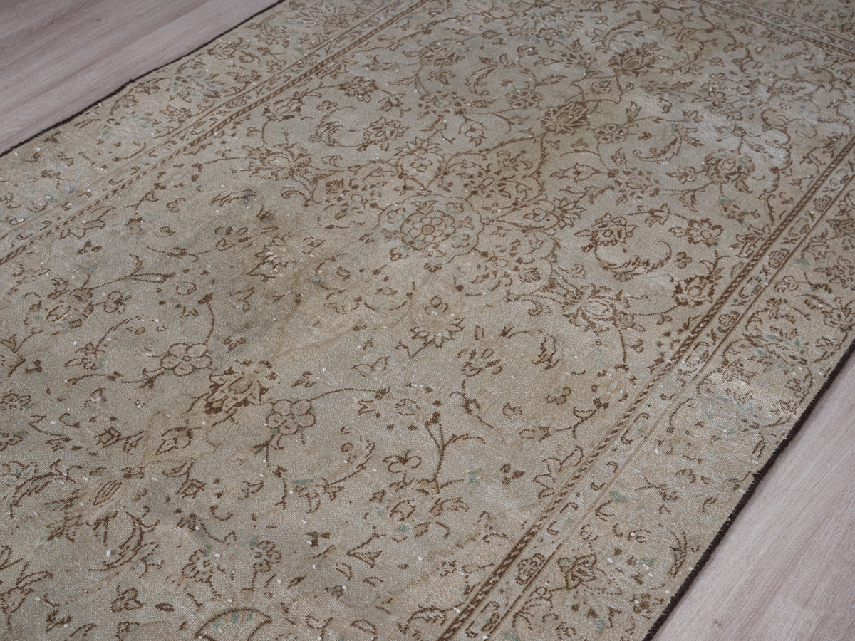 3'9" x 7'3" Neutral Vintage Persian Style Rug