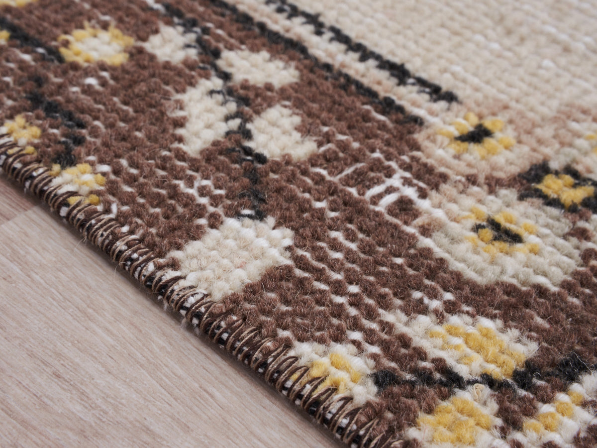 3'10" x 6'9" Beige Brown Vintage Turkish Scatter Rug