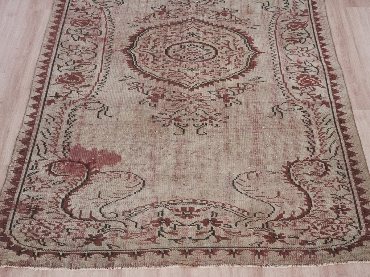 5'5" x 8'9" Brown Vintage Turkish Area Rug