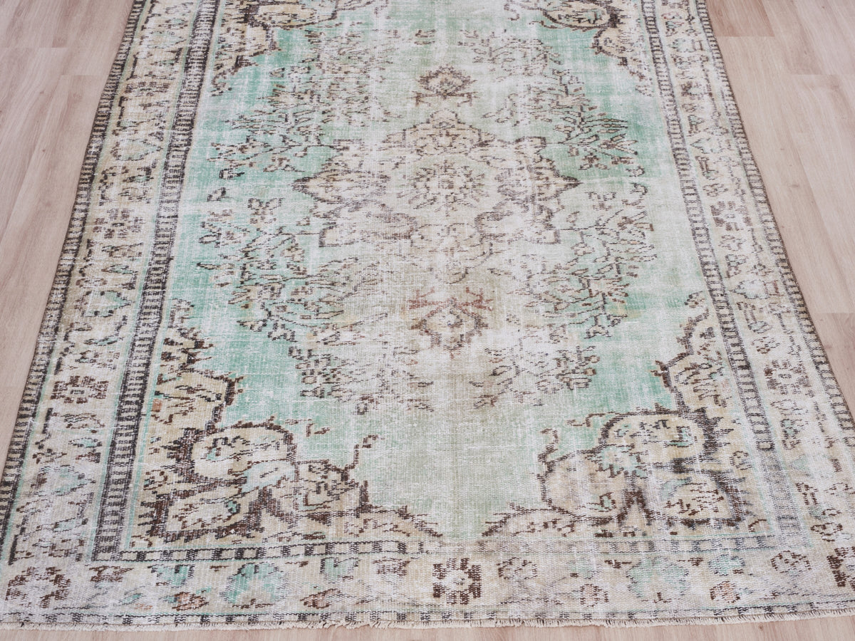 5'4" x 8'8" Neutral Vintage Turkish Area Rug