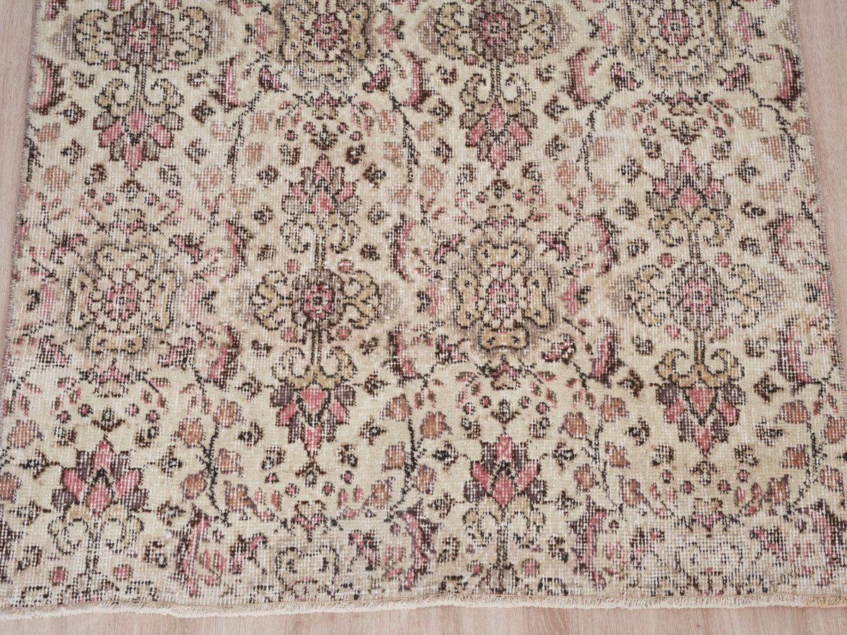 3'3" x 9' Neutral Hand-Knotted Vintage Runner Rug