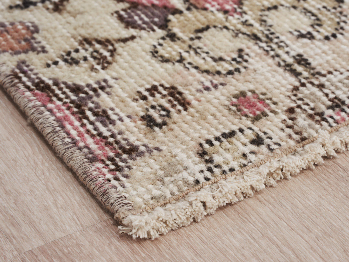 3'3" x 9' Neutral Hand-Knotted Vintage Runner Rug