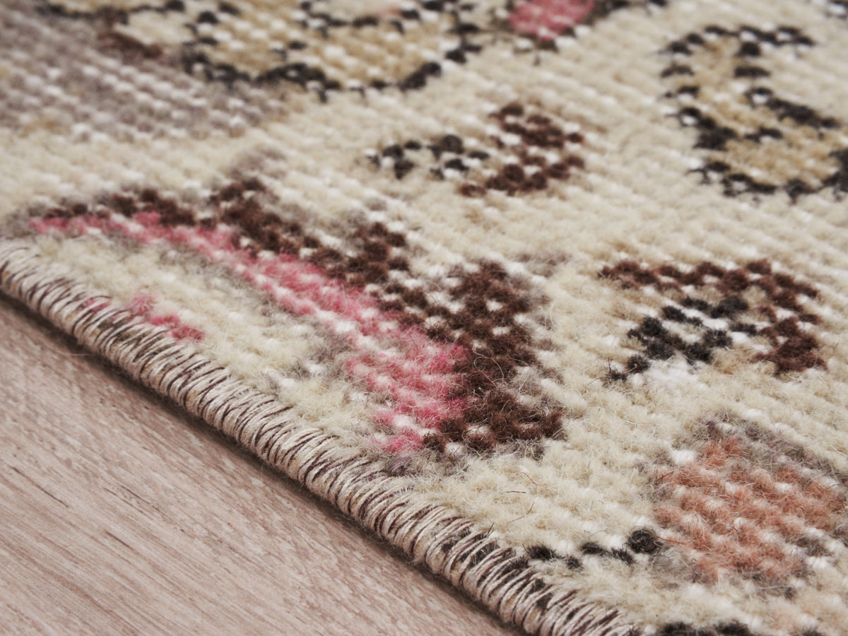 3'3" x 9' Neutral Hand-Knotted Vintage Runner Rug