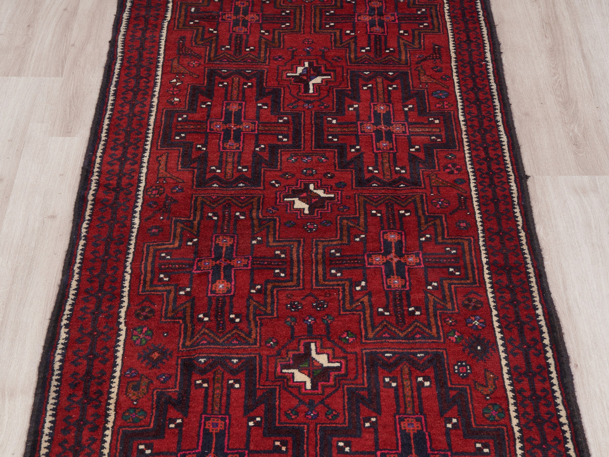 3'5" x 10' Oriental Style Red Persian Runner Rug