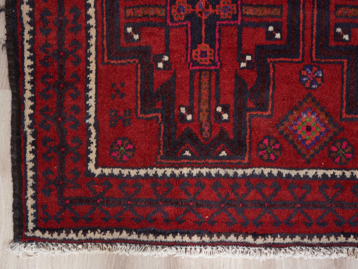 3'5" x 10' Oriental Style Red Persian Runner Rug