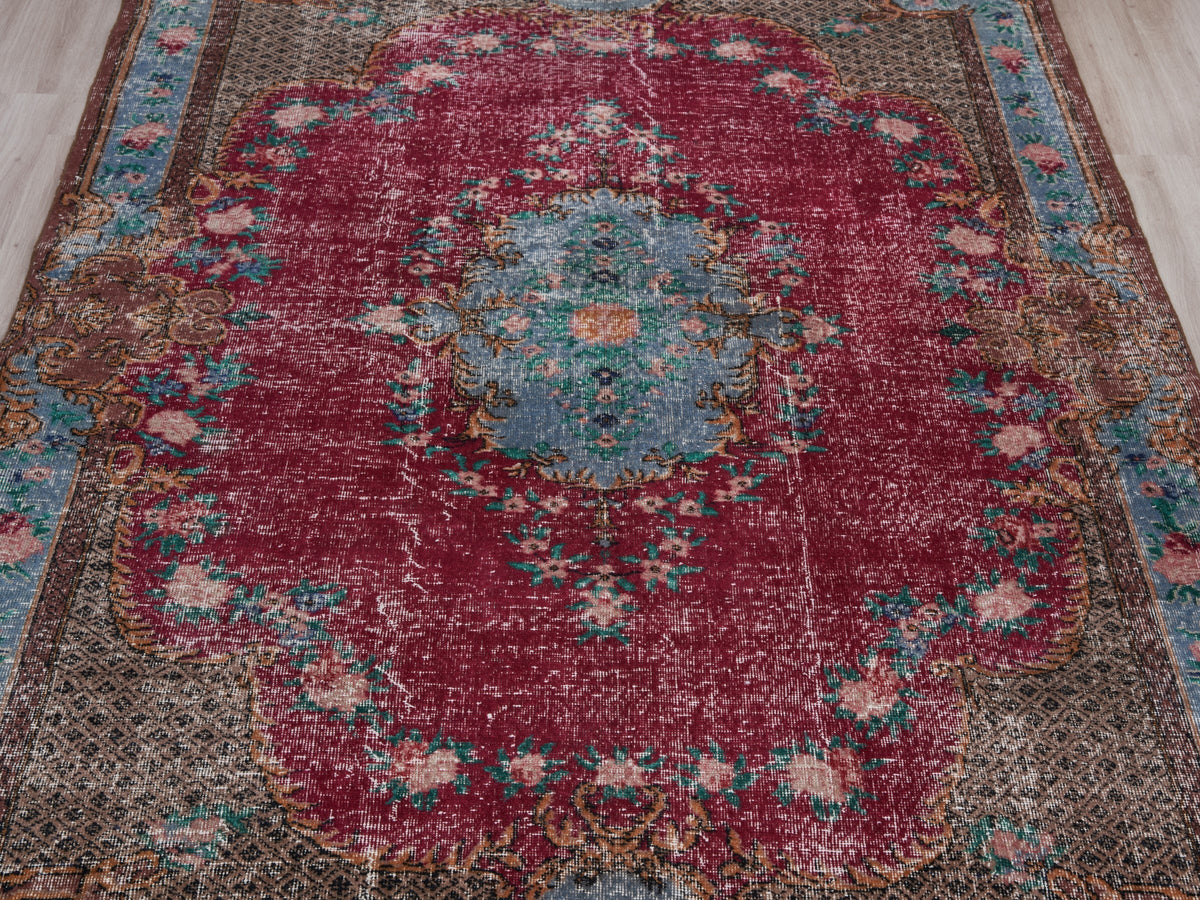 6'3" x 10' Vintage Turkish Red Area Rug