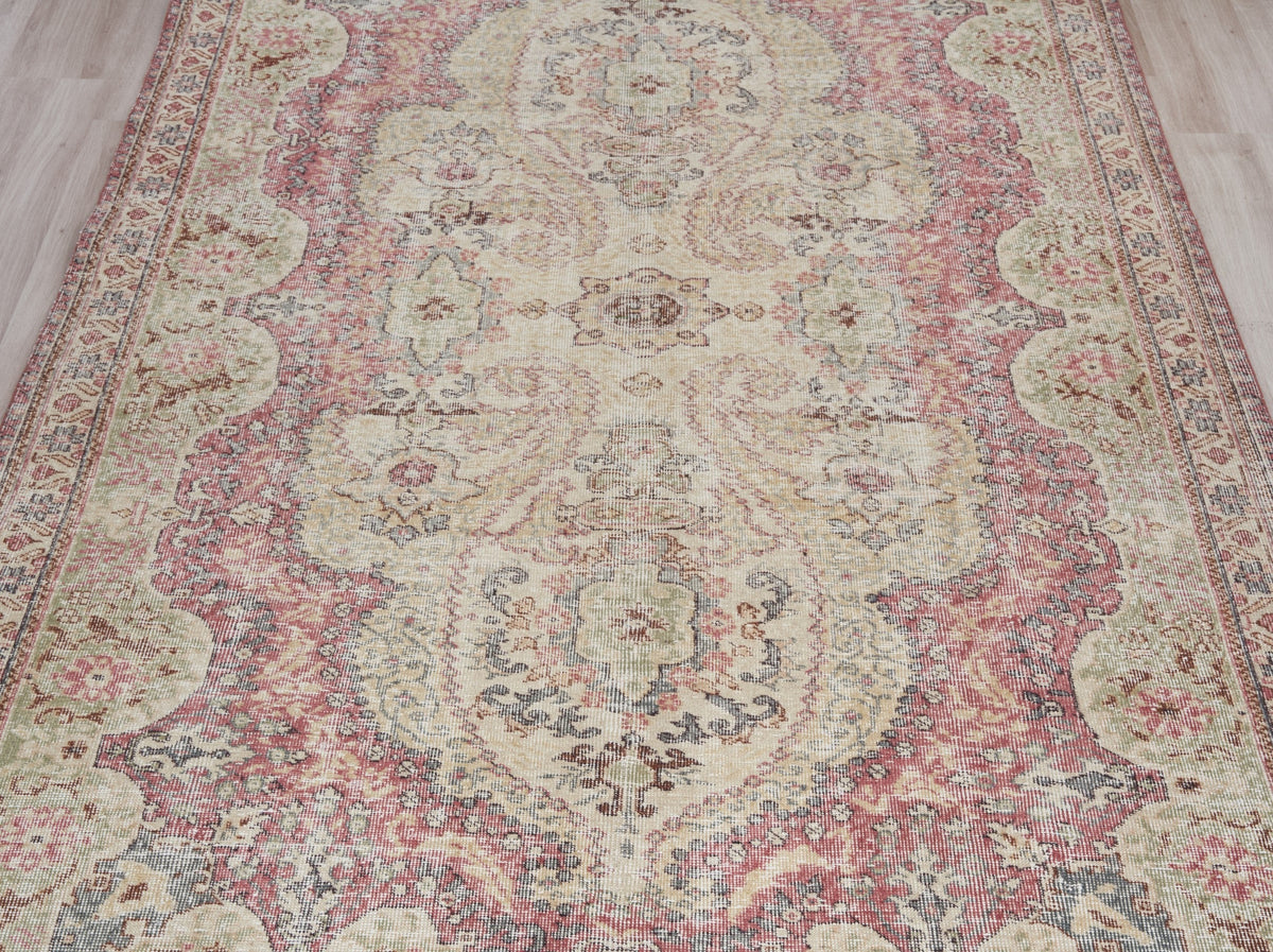 6' x 10'5" Neutral Vintage Turkish Area Rug