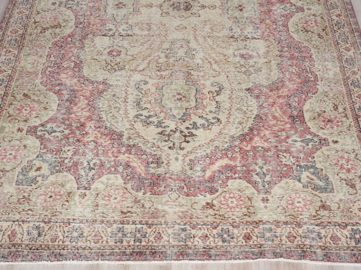 6' x 10'5" Neutral Vintage Turkish Area Rug