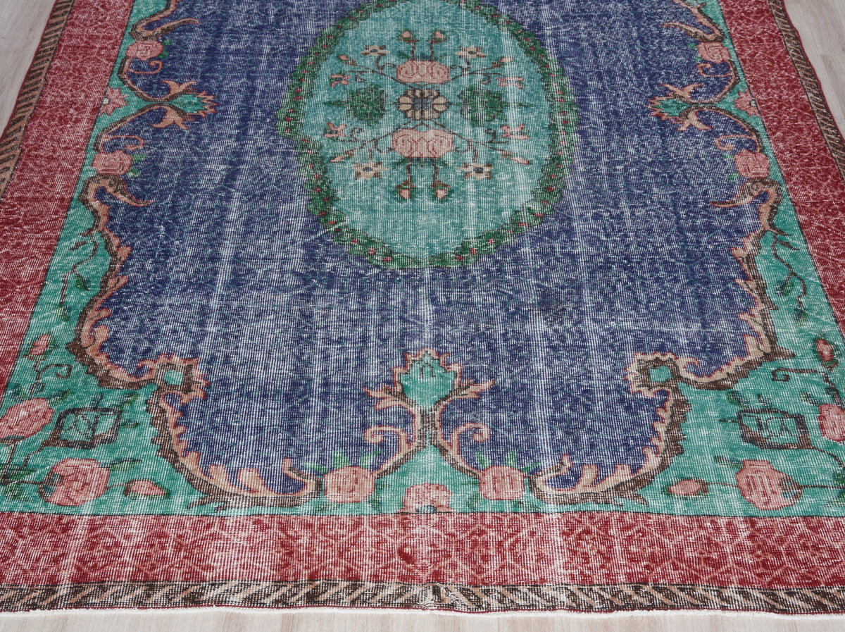 7'1" x 10'4" Blue Turkish Vintage Large Rug