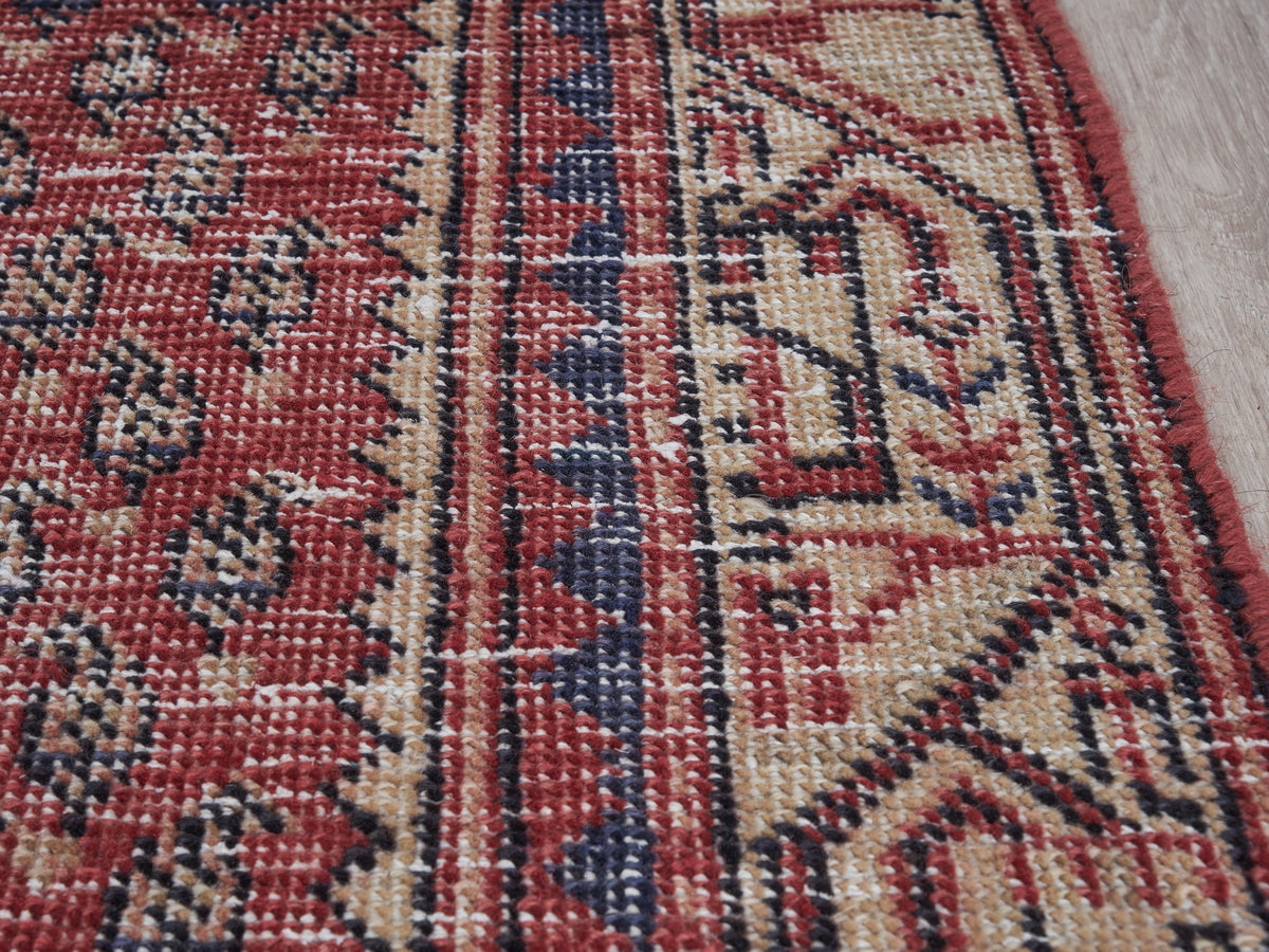 3'1" x 9'4" Handmade Vintage Persian Style Red Runner Rug