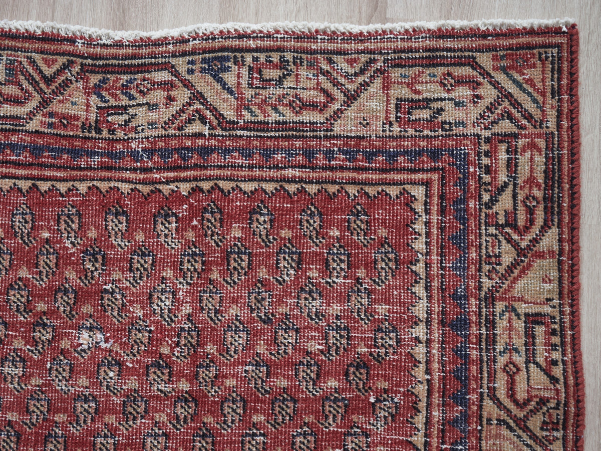 3'1" x 9'4" Handmade Vintage Persian Style Red Runner Rug